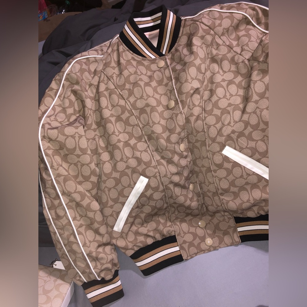 Coach Pink and Black Bomber Jacket